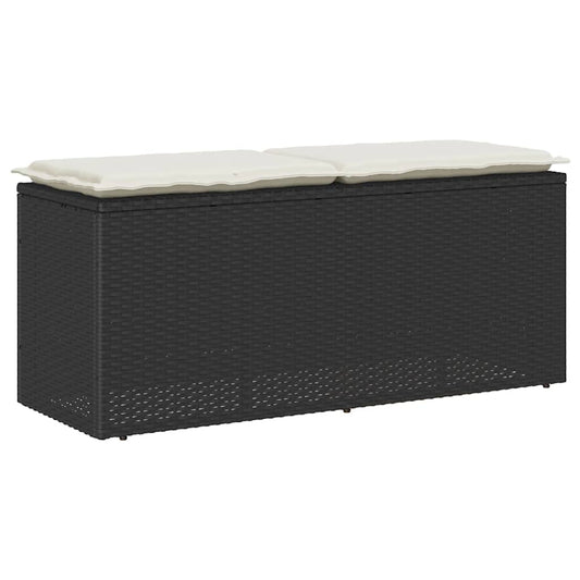 Tuinbank met kussen 110x40x44 cm poly rattan zwart is nu te koop bij PeponiXL, paradijselijk wonen!