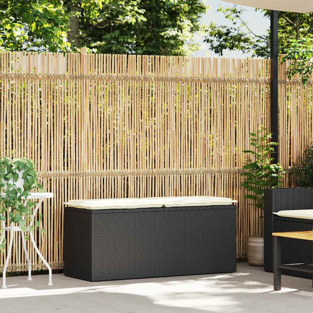 Tuinbank met kussen 110x40x44 cm poly rattan zwart is nu te koop bij PeponiXL, paradijselijk wonen!
