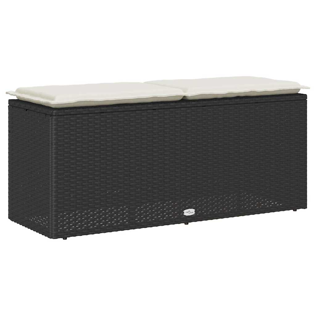 Tuinbank met kussen 110x40x44 cm poly rattan zwart is nu te koop bij PeponiXL, paradijselijk wonen!