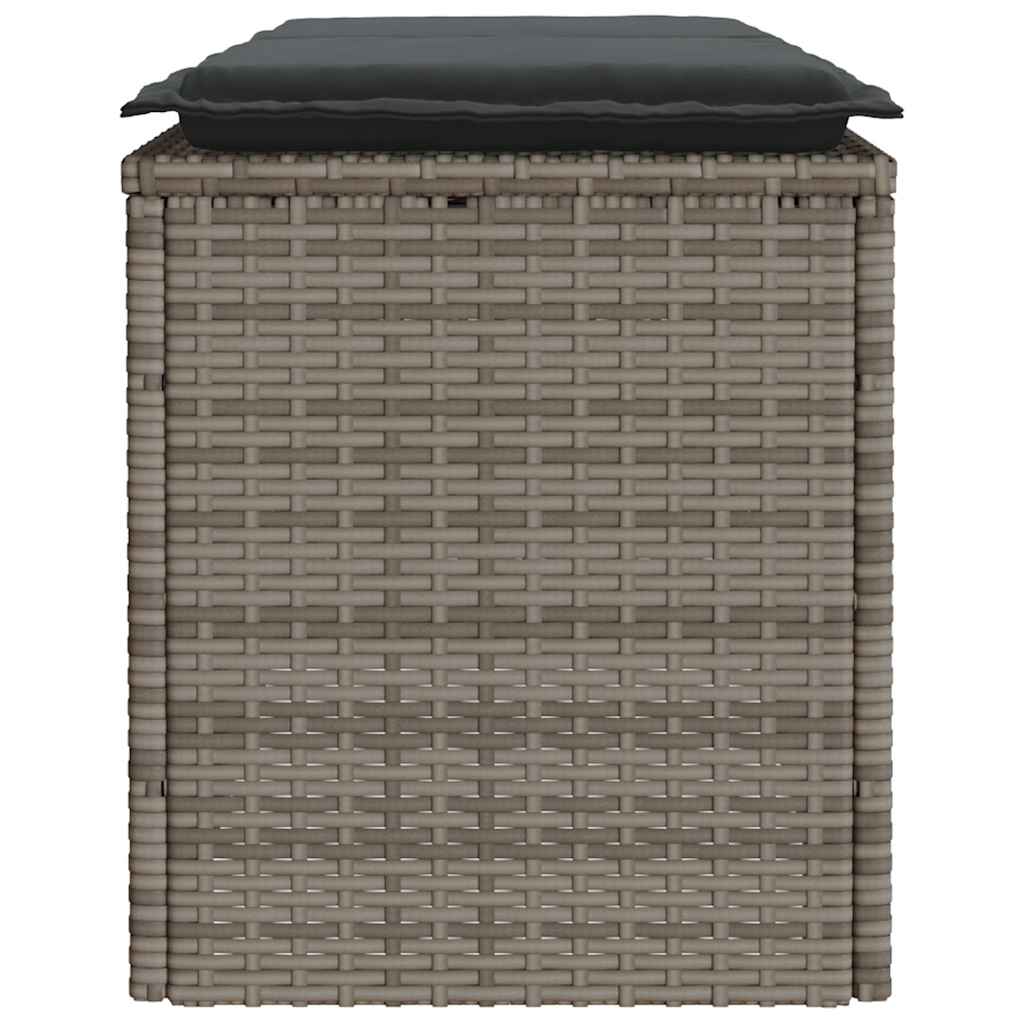Tuinbank met kussen 110x40x44 cm poly rattan grijs is nu te koop bij PeponiXL, paradijselijk wonen!