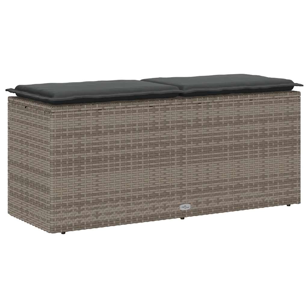 Tuinbank met kussen 110x40x44 cm poly rattan grijs is nu te koop bij PeponiXL, paradijselijk wonen!