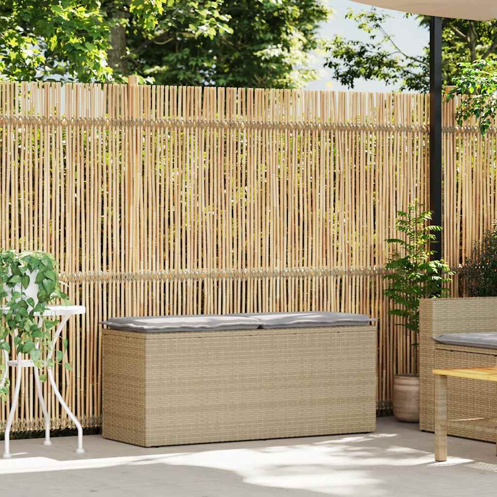 Tuinbank met kussen 110x40x44 cm poly rattan beige is nu te koop bij PeponiXL, paradijselijk wonen!