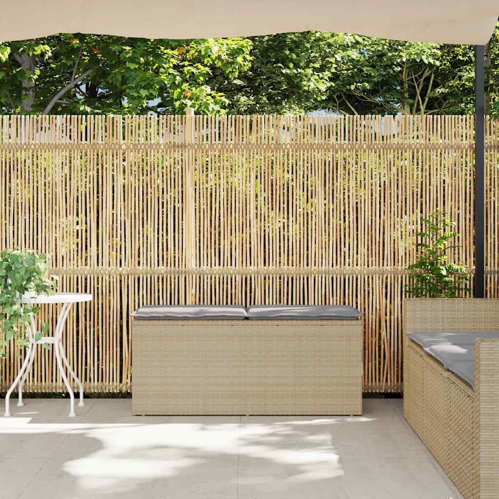 Tuinbank met kussen 110x40x44 cm poly rattan beige is nu te koop bij PeponiXL, paradijselijk wonen!