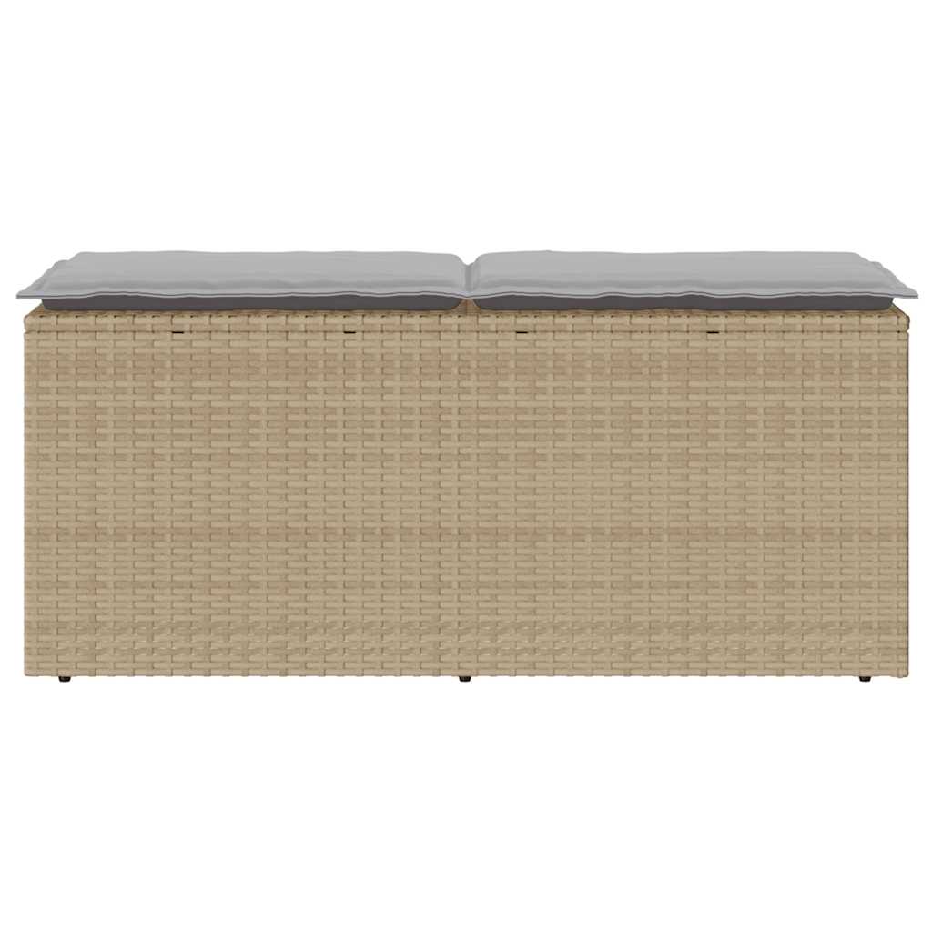 Tuinbank met kussen 110x40x44 cm poly rattan beige is nu te koop bij PeponiXL, paradijselijk wonen!