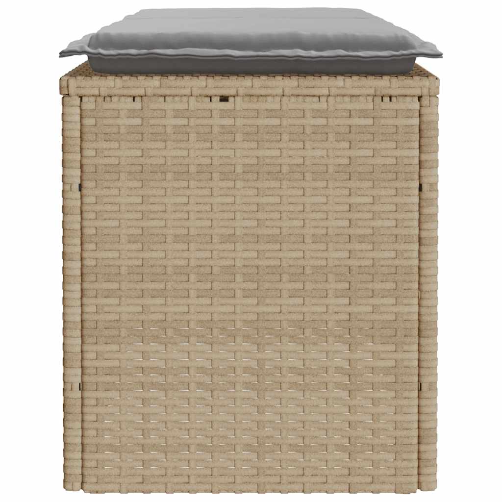 Tuinbank met kussen 110x40x44 cm poly rattan beige is nu te koop bij PeponiXL, paradijselijk wonen!