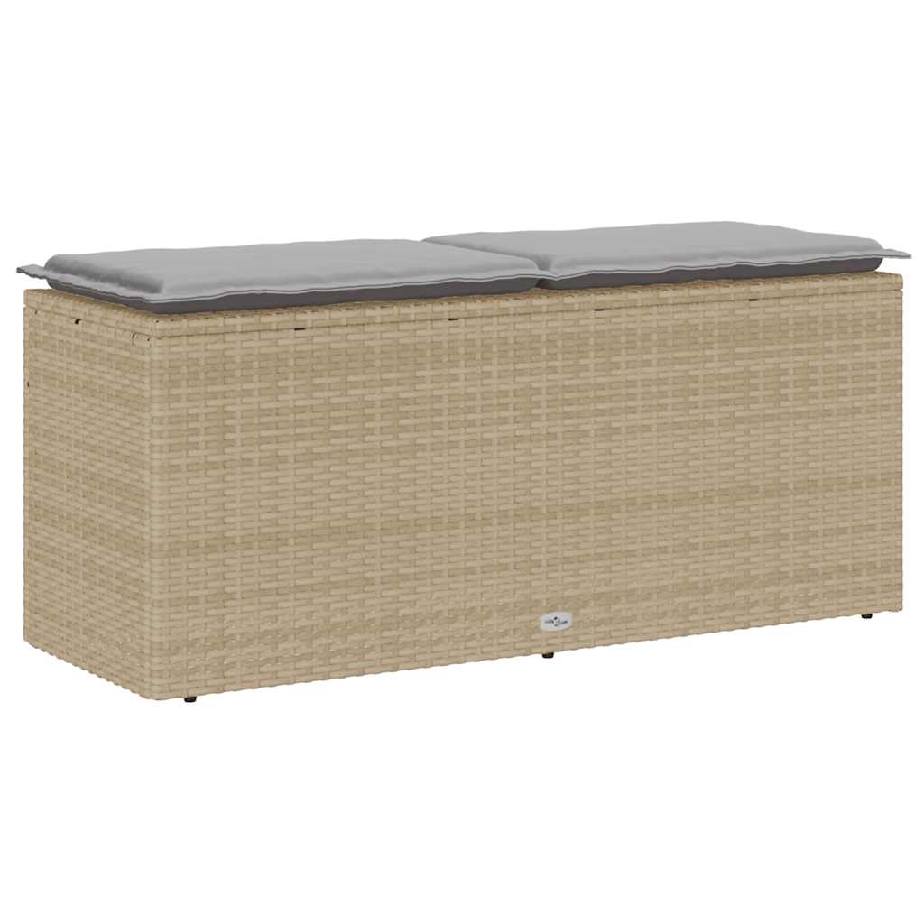 Tuinbank met kussen 110x40x44 cm poly rattan beige is nu te koop bij PeponiXL, paradijselijk wonen!