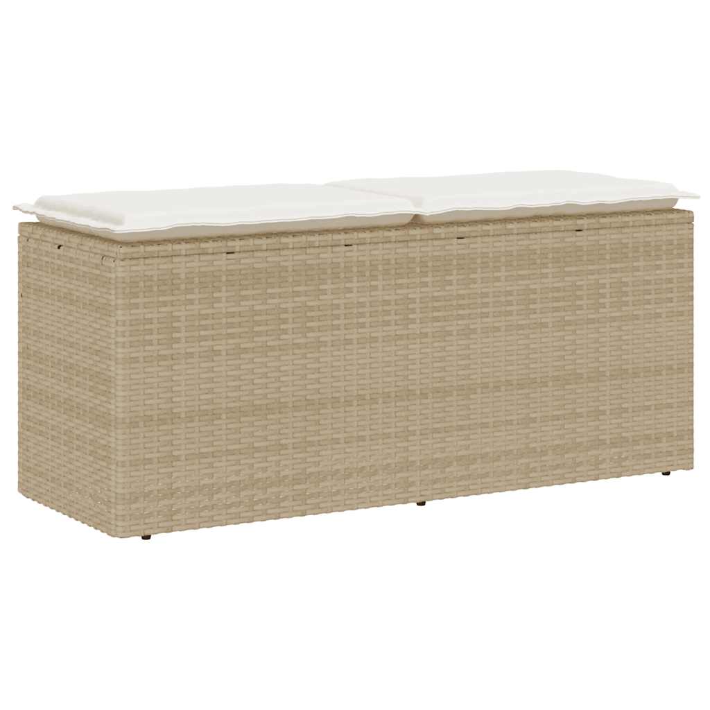 Tuinbank met kussen 110x40x44 cm poly rattan beige is nu te koop bij PeponiXL, paradijselijk wonen!