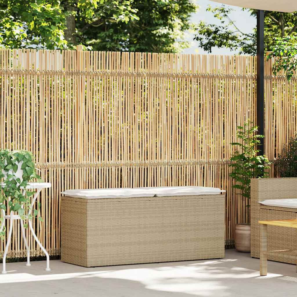 Tuinbank met kussen 110x40x44 cm poly rattan beige is nu te koop bij PeponiXL, paradijselijk wonen!