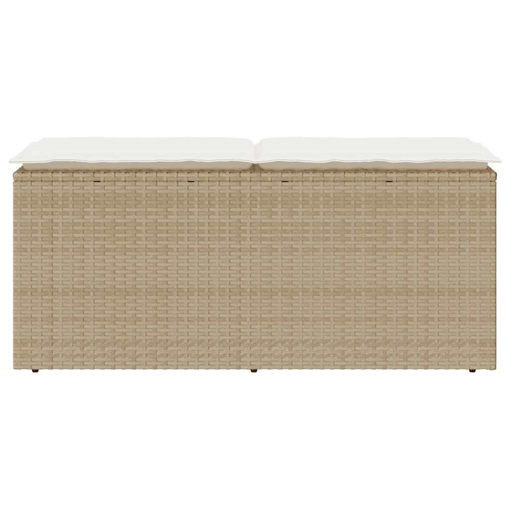Tuinbank met kussen 110x40x44 cm poly rattan beige is nu te koop bij PeponiXL, paradijselijk wonen!