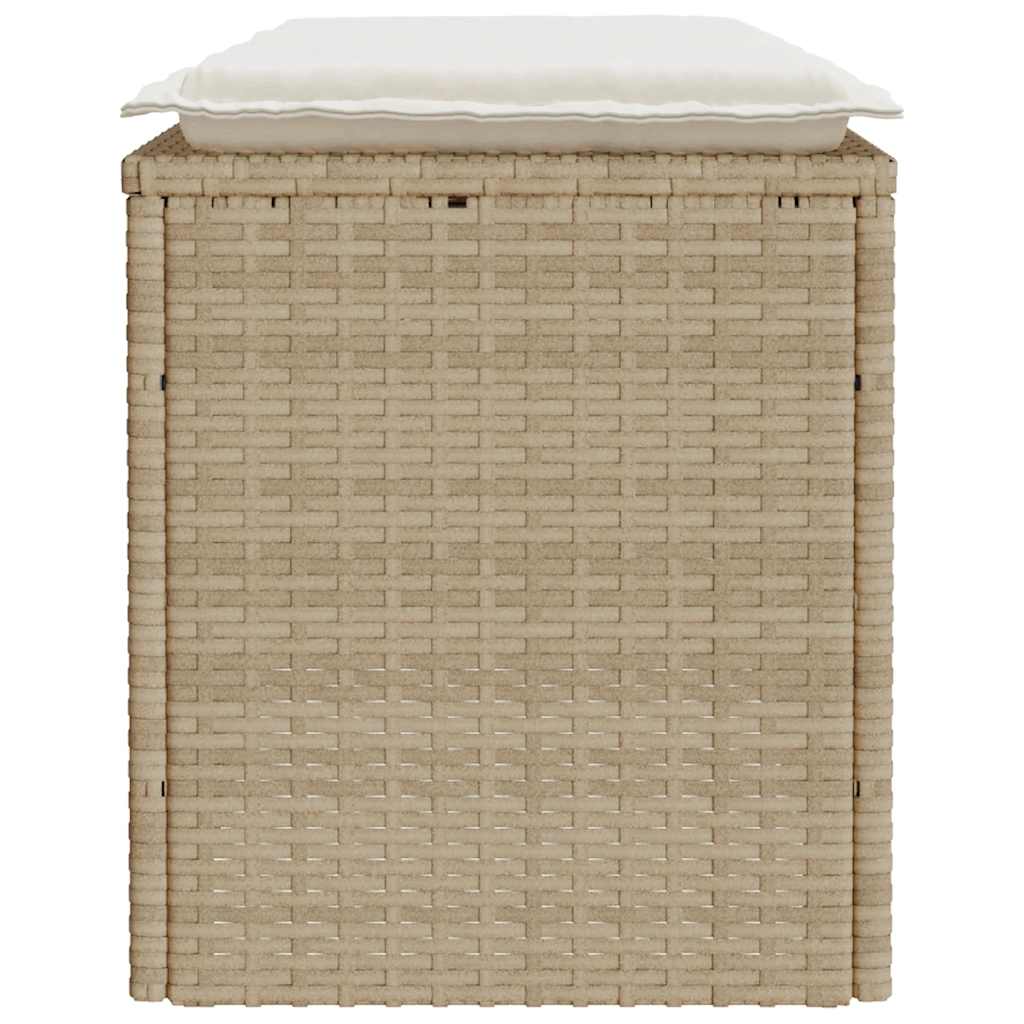 Tuinbank met kussen 110x40x44 cm poly rattan beige is nu te koop bij PeponiXL, paradijselijk wonen!