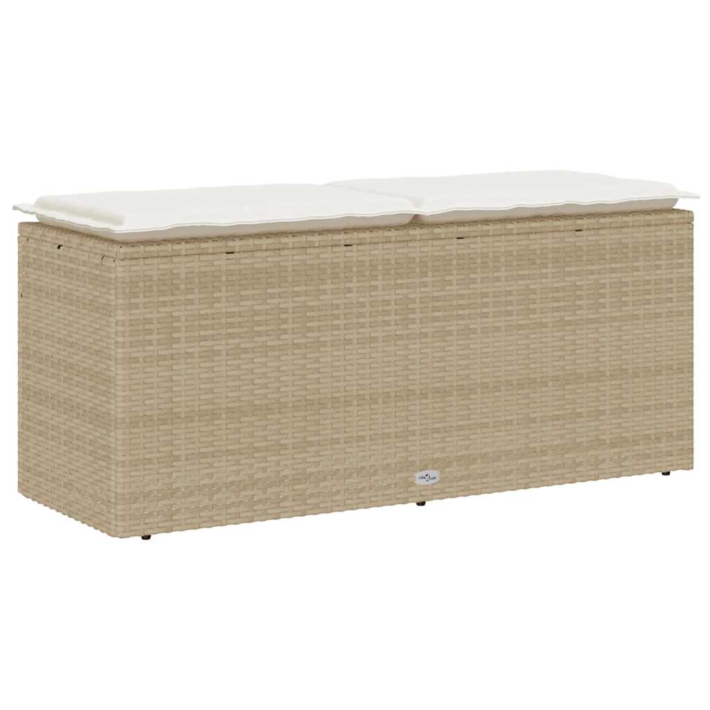Tuinbank met kussen 110x40x44 cm poly rattan beige is nu te koop bij PeponiXL, paradijselijk wonen!
