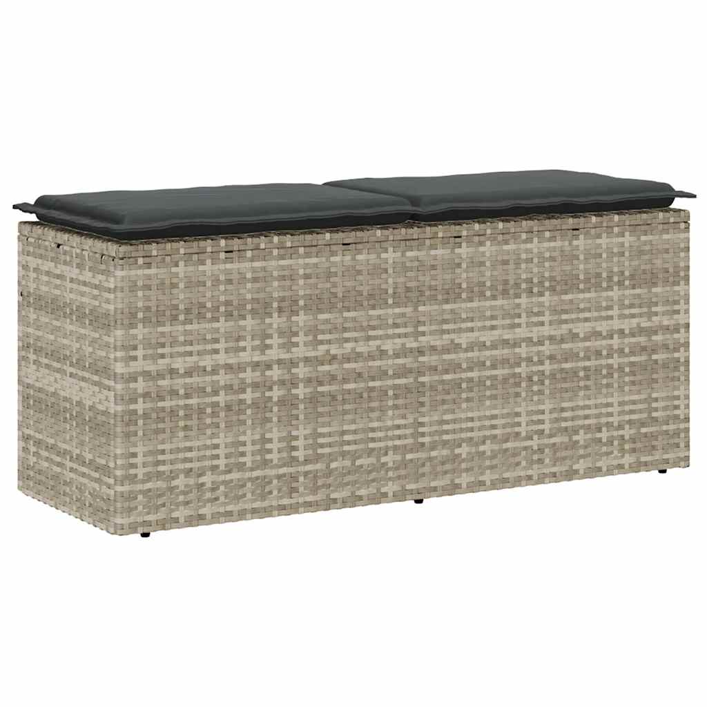 Tuinbank met kussen 110x40x44 cm poly rattan lichtgrijs is nu te koop bij PeponiXL, paradijselijk wonen!