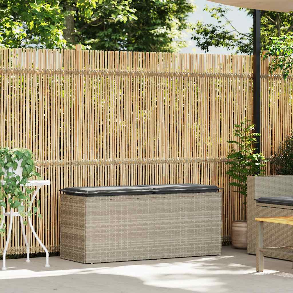 Tuinbank met kussen 110x40x44 cm poly rattan lichtgrijs is nu te koop bij PeponiXL, paradijselijk wonen!