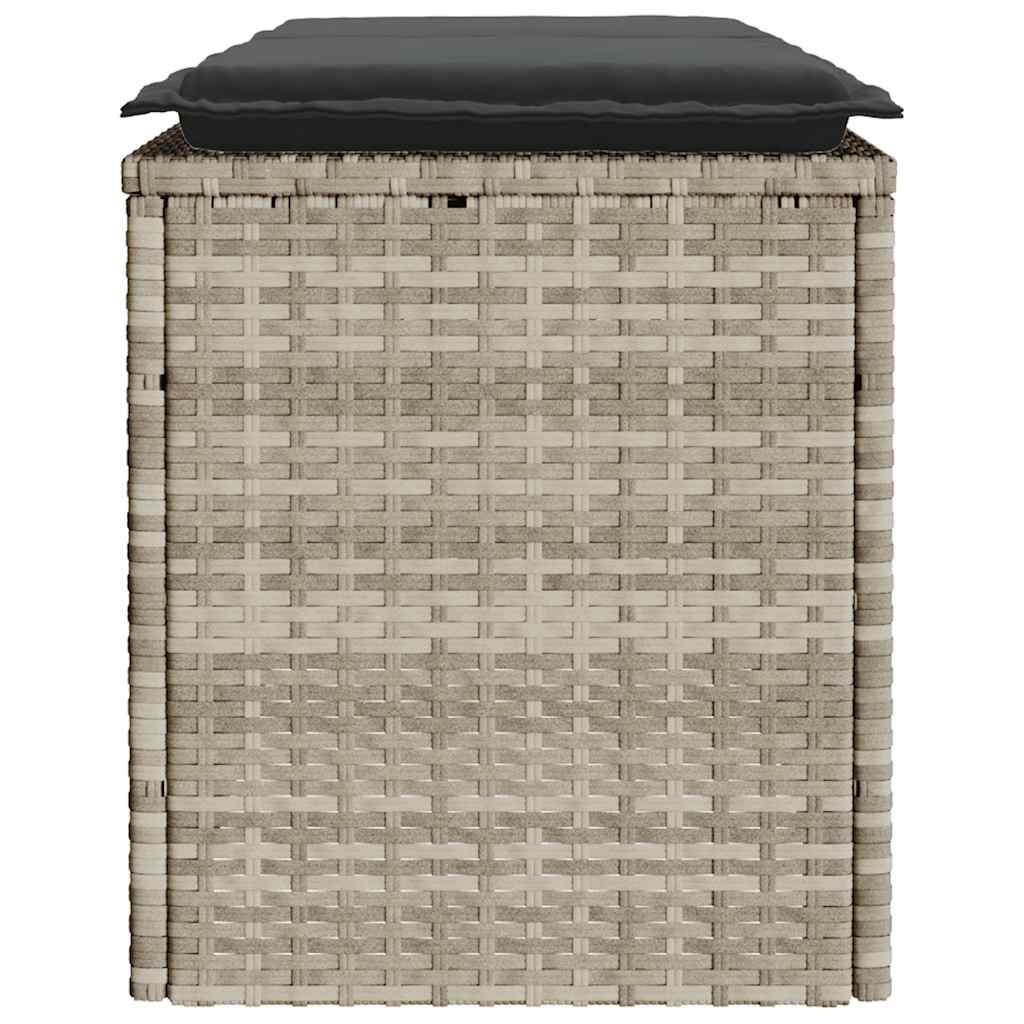 Tuinbank met kussen 110x40x44 cm poly rattan lichtgrijs is nu te koop bij PeponiXL, paradijselijk wonen!