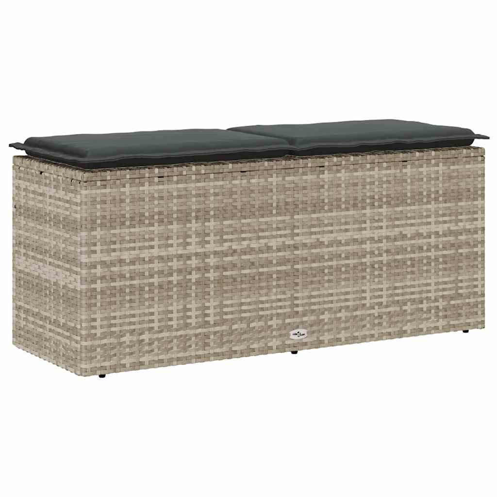 Tuinbank met kussen 110x40x44 cm poly rattan lichtgrijs is nu te koop bij PeponiXL, paradijselijk wonen!