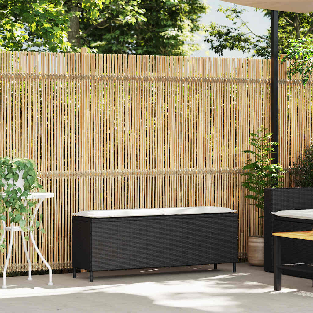 Tuinbank met kussen 110x30x40,5 cm poly rattan zwart is nu te koop bij PeponiXL, paradijselijk wonen!