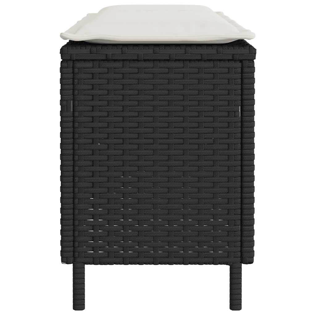 Tuinbank met kussen 110x30x40,5 cm poly rattan zwart is nu te koop bij PeponiXL, paradijselijk wonen!