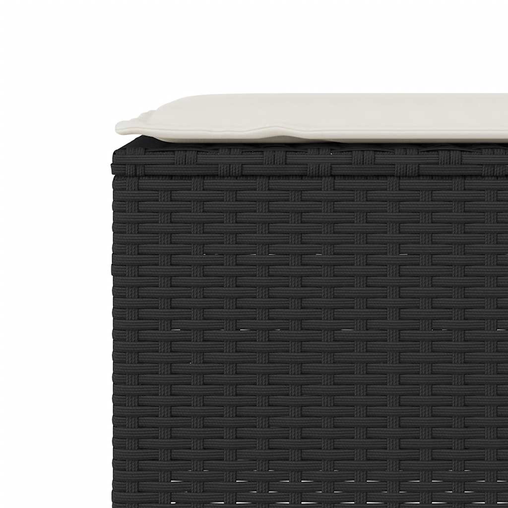 Tuinbank met kussen 110x30x40,5 cm poly rattan zwart is nu te koop bij PeponiXL, paradijselijk wonen!