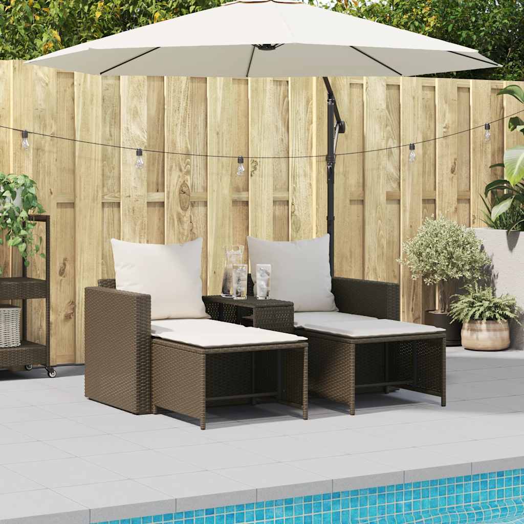 5-delige Tuinbankstel met kussens stapelbaar poly rattan bruin is nu te koop bij PeponiXL, paradijselijk wonen!