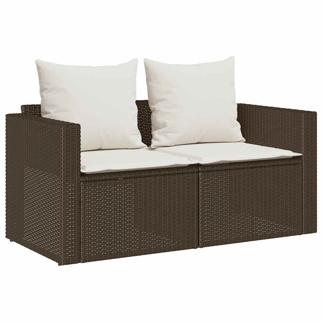 5-delige Tuinbankstel met kussens stapelbaar poly rattan bruin is nu te koop bij PeponiXL, paradijselijk wonen!
