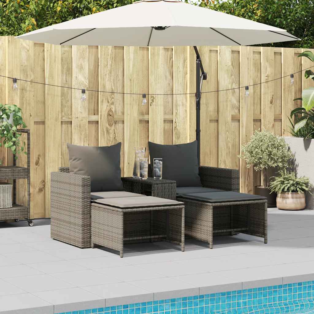 5-delige Tuinbankstel met kussens stapelbaar poly rattan grijs is nu te koop bij PeponiXL, paradijselijk wonen!