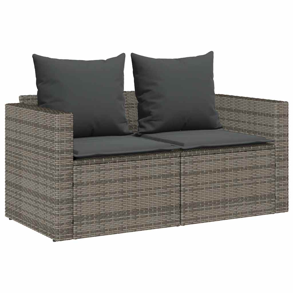 5-delige Tuinbankstel met kussens stapelbaar poly rattan grijs is nu te koop bij PeponiXL, paradijselijk wonen!