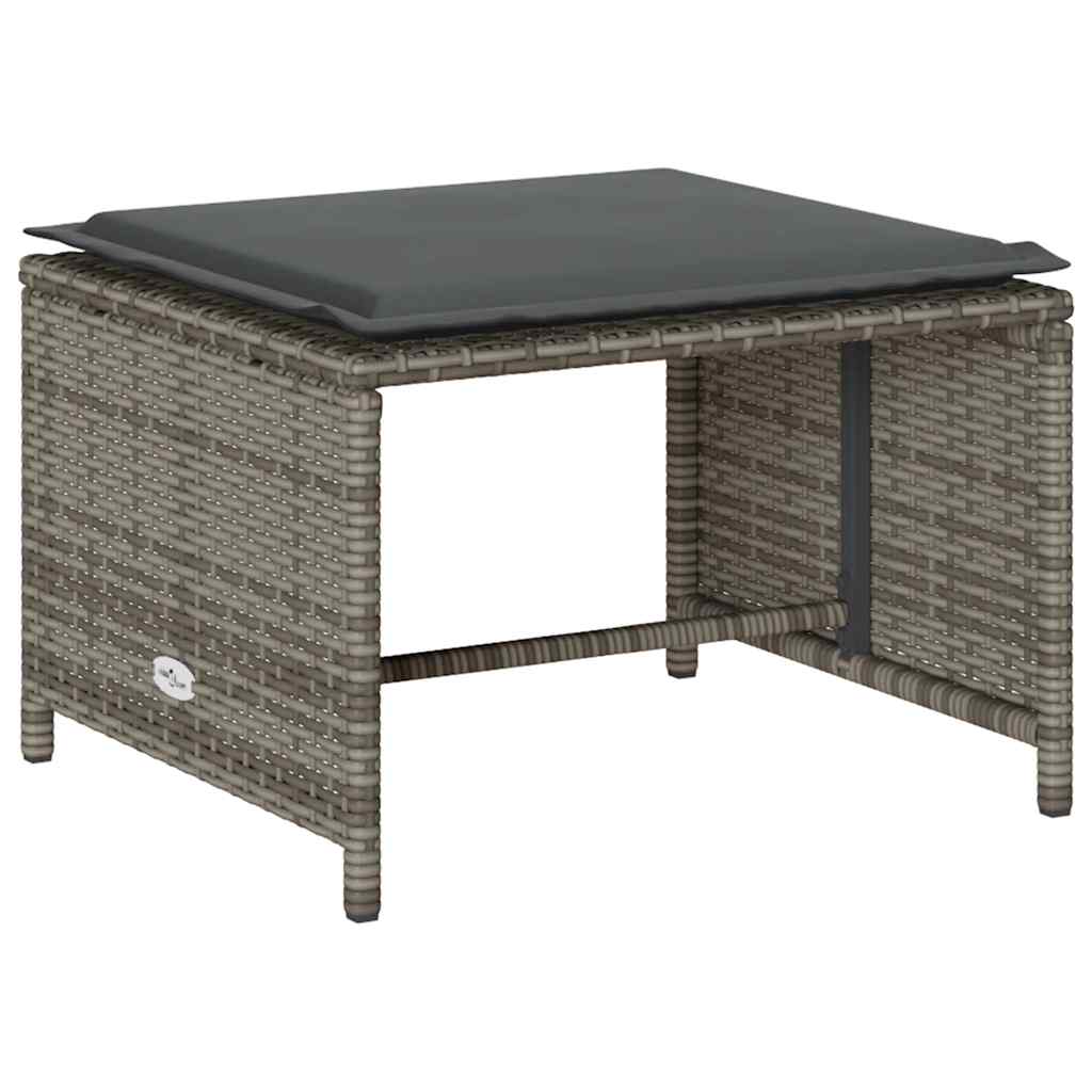 5-delige Tuinbankstel met kussens stapelbaar poly rattan grijs is nu te koop bij PeponiXL, paradijselijk wonen!