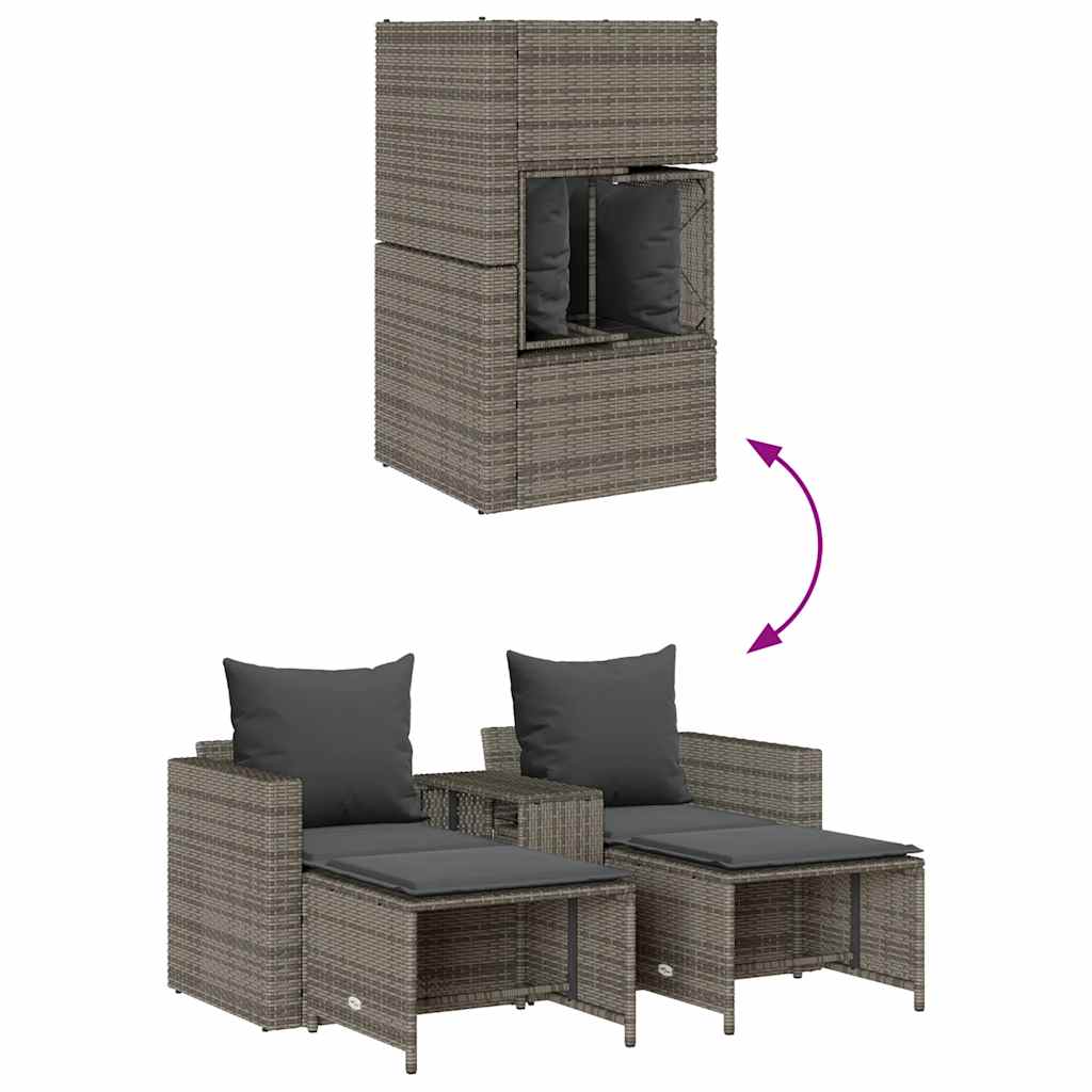 5-delige Tuinbankstel met kussens stapelbaar poly rattan grijs is nu te koop bij PeponiXL, paradijselijk wonen!