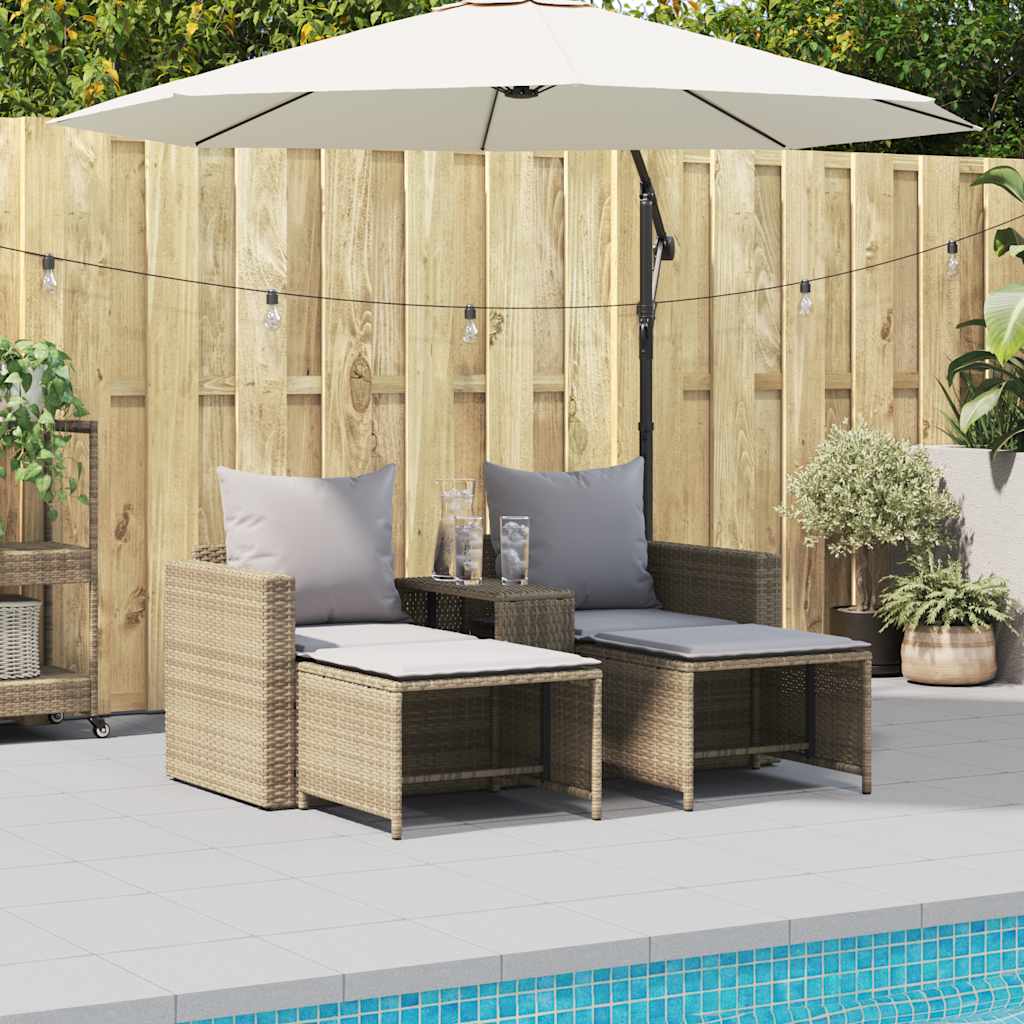 5-delige Tuinbankstel met kussens stapelbaar beige poly rattan is nu te koop bij PeponiXL, paradijselijk wonen!