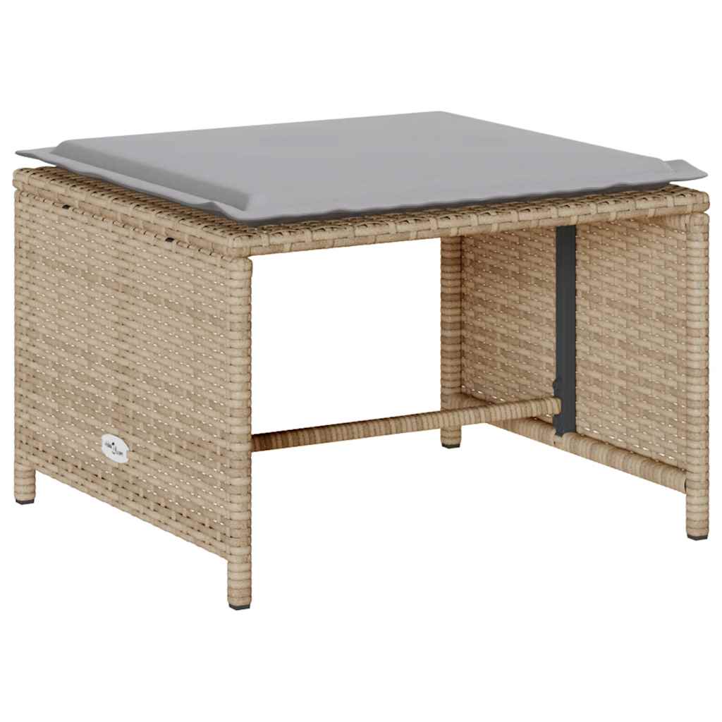 5-delige Tuinbankstel met kussens stapelbaar beige poly rattan is nu te koop bij PeponiXL, paradijselijk wonen!