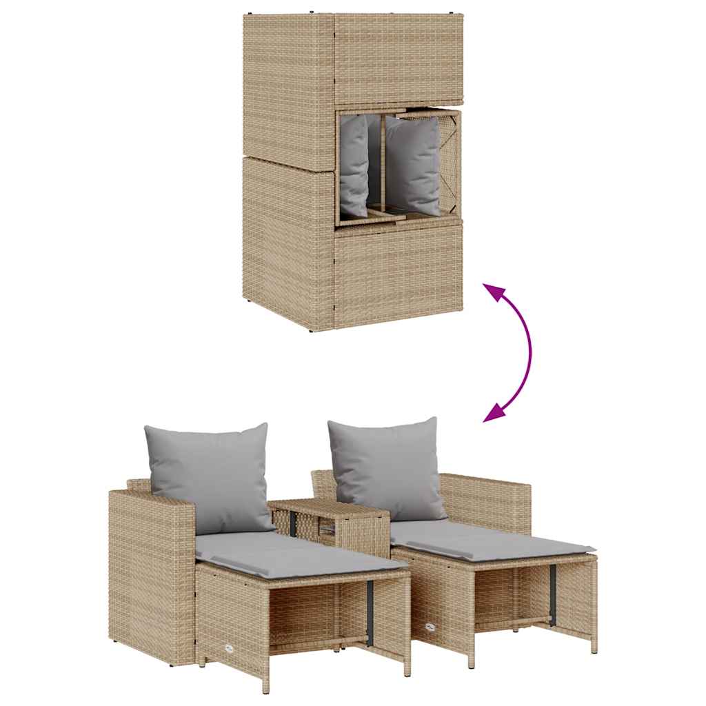 5-delige Tuinbankstel met kussens stapelbaar beige poly rattan is nu te koop bij PeponiXL, paradijselijk wonen!