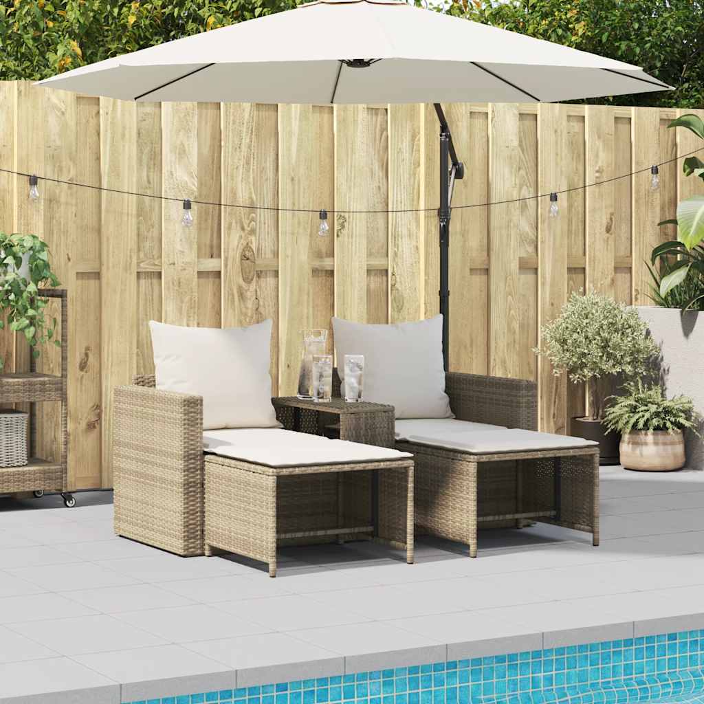 5-delige Tuinbankstel met kussens stapelbaar beige poly rattan is nu te koop bij PeponiXL, paradijselijk wonen!