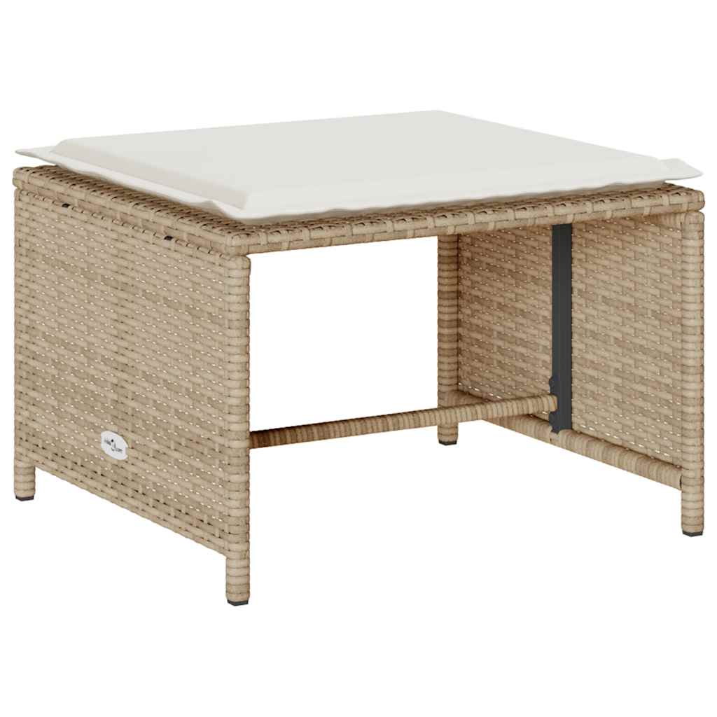 5-delige Tuinbankstel met kussens stapelbaar beige poly rattan is nu te koop bij PeponiXL, paradijselijk wonen!