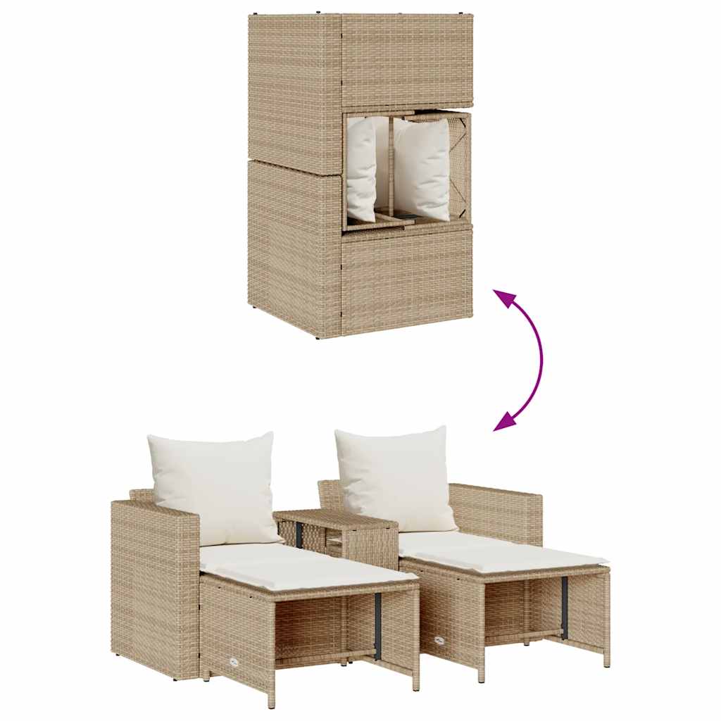 5-delige Tuinbankstel met kussens stapelbaar beige poly rattan is nu te koop bij PeponiXL, paradijselijk wonen!