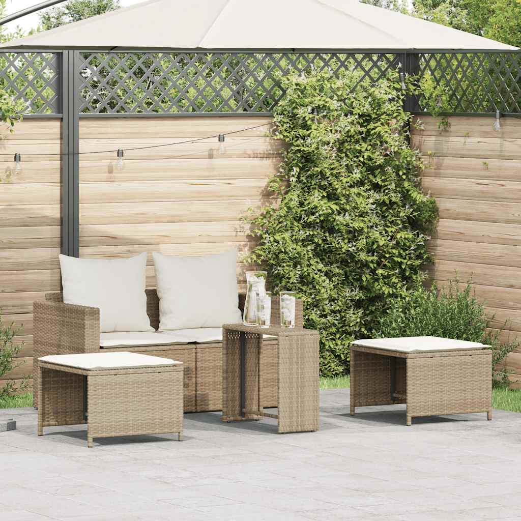 5-delige Tuinbankstel met kussens stapelbaar beige poly rattan is nu te koop bij PeponiXL, paradijselijk wonen!