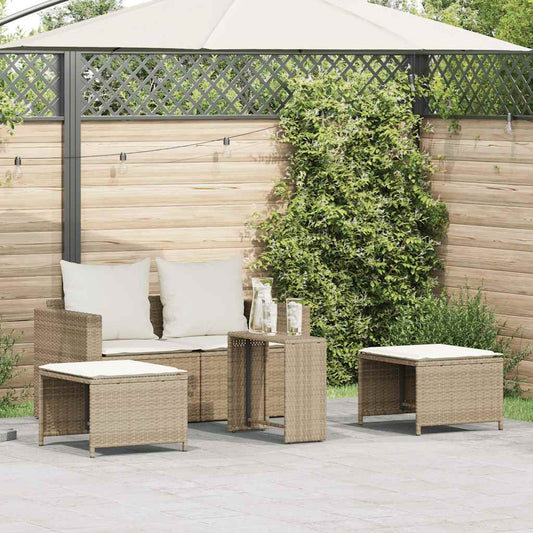 5-delige Tuinbankstel met kussens stapelbaar beige poly rattan is nu te koop bij PeponiXL, paradijselijk wonen!