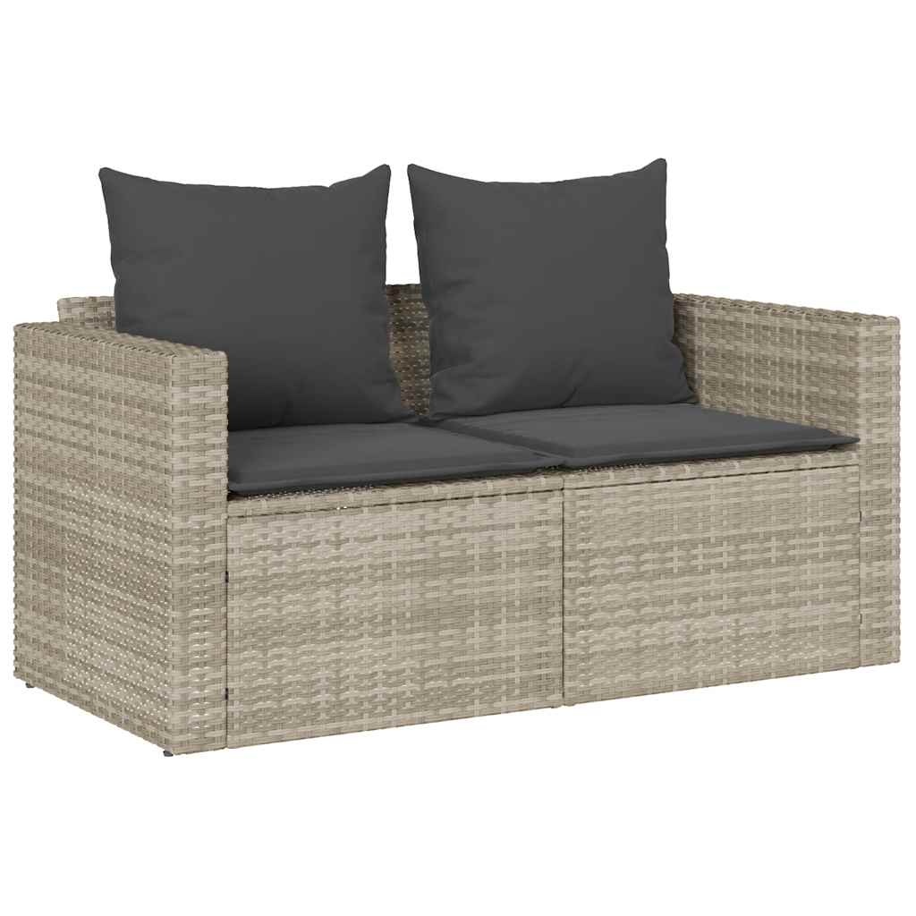 5-delige Tuinbankstel kussens stapelbaar poly rattan lichtgrijs is nu te koop bij PeponiXL, paradijselijk wonen!