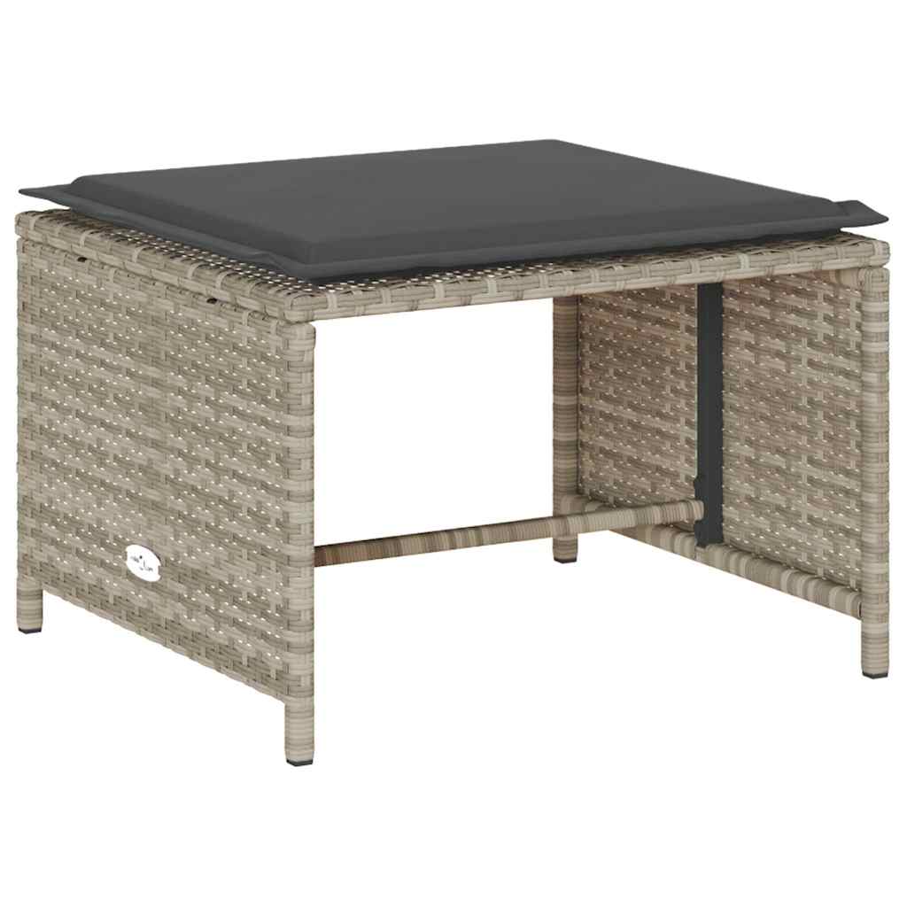 5-delige Tuinbankstel kussens stapelbaar poly rattan lichtgrijs is nu te koop bij PeponiXL, paradijselijk wonen!