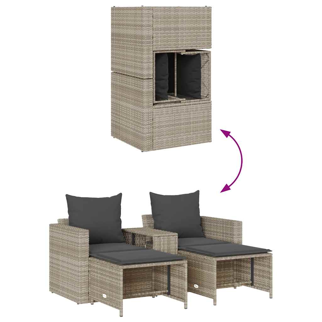 5-delige Tuinbankstel kussens stapelbaar poly rattan lichtgrijs is nu te koop bij PeponiXL, paradijselijk wonen!