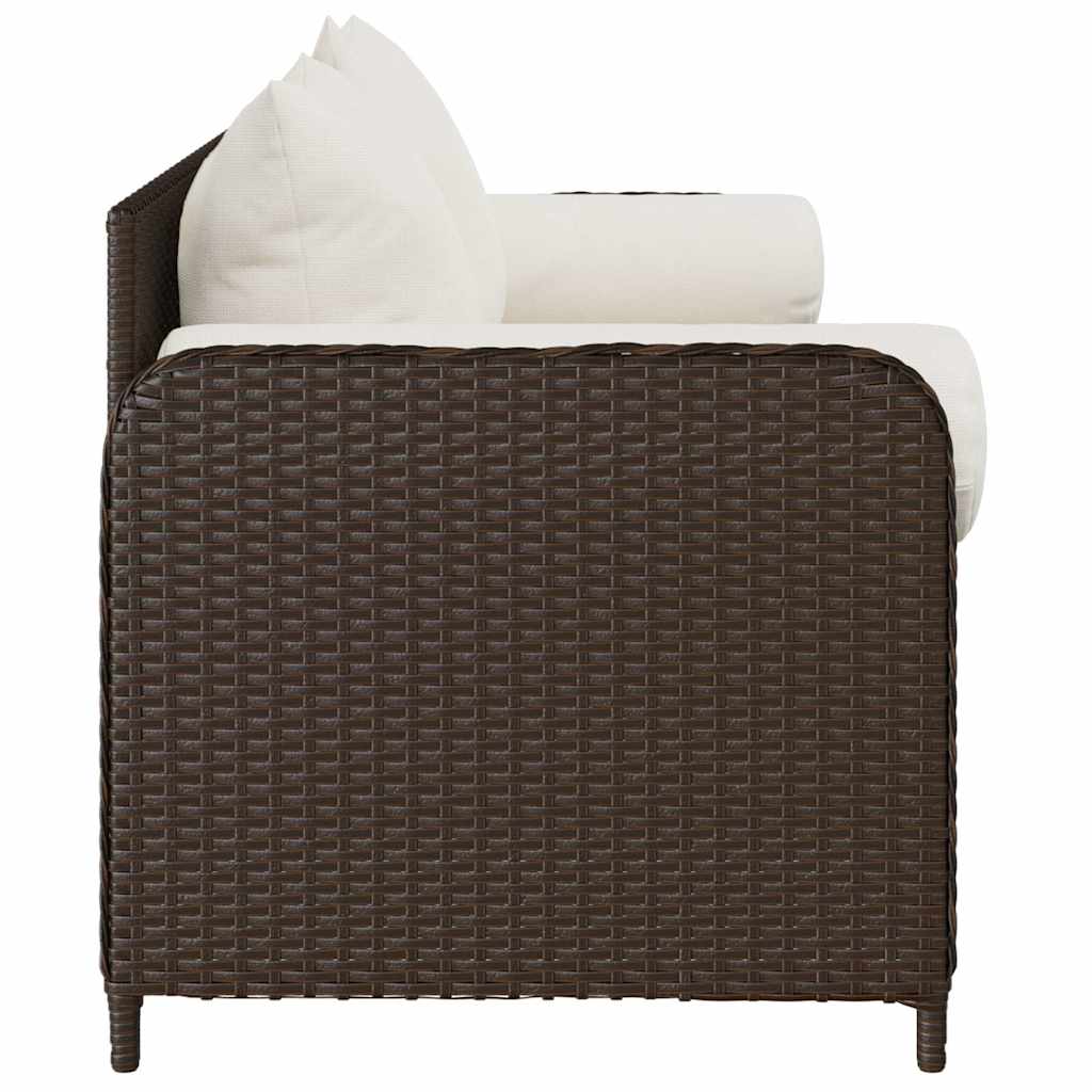 Tuinbank 3-zits met kussens poly rattan bruin is nu te koop bij PeponiXL, paradijselijk wonen!