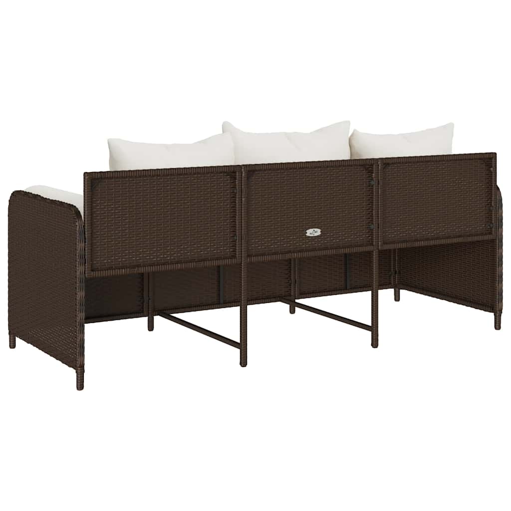 Tuinbank 3-zits met kussens poly rattan bruin is nu te koop bij PeponiXL, paradijselijk wonen!