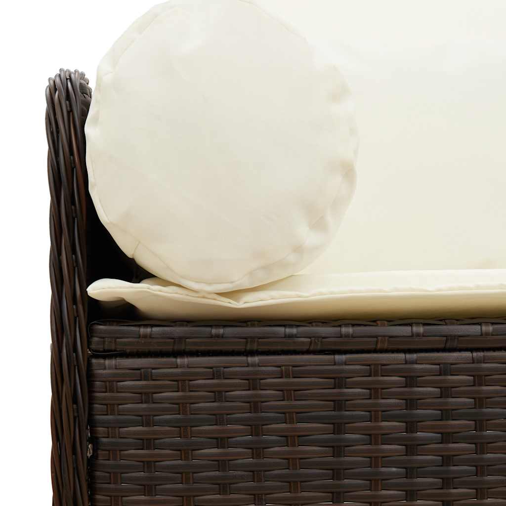 Tuinbank 3-zits met kussens poly rattan bruin is nu te koop bij PeponiXL, paradijselijk wonen!