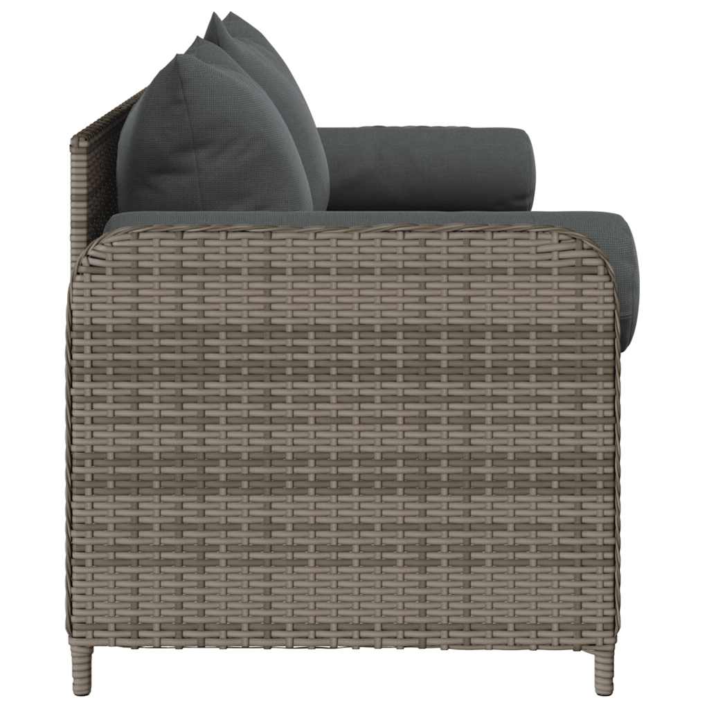 Tuinbank 3-zits met kussens poly rattan grijs is nu te koop bij PeponiXL, paradijselijk wonen!