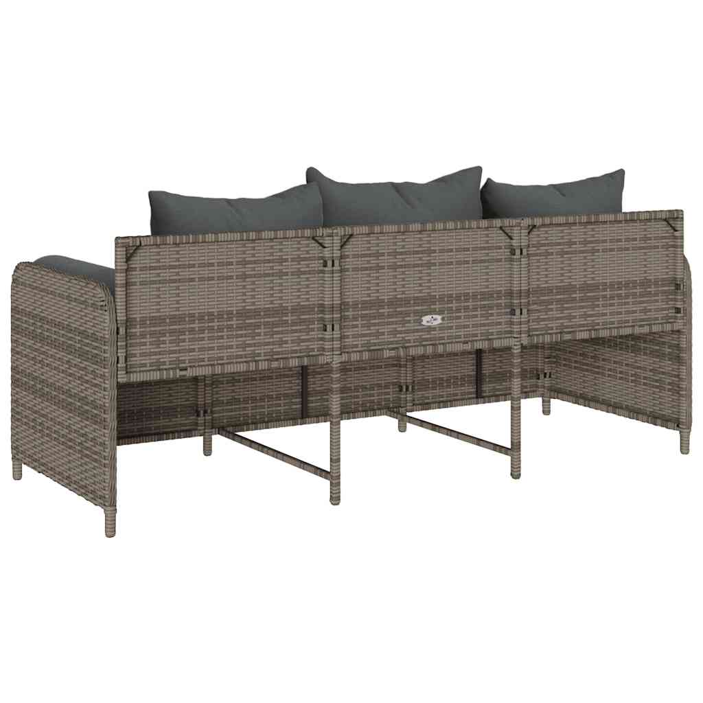 Tuinbank 3-zits met kussens poly rattan grijs is nu te koop bij PeponiXL, paradijselijk wonen!