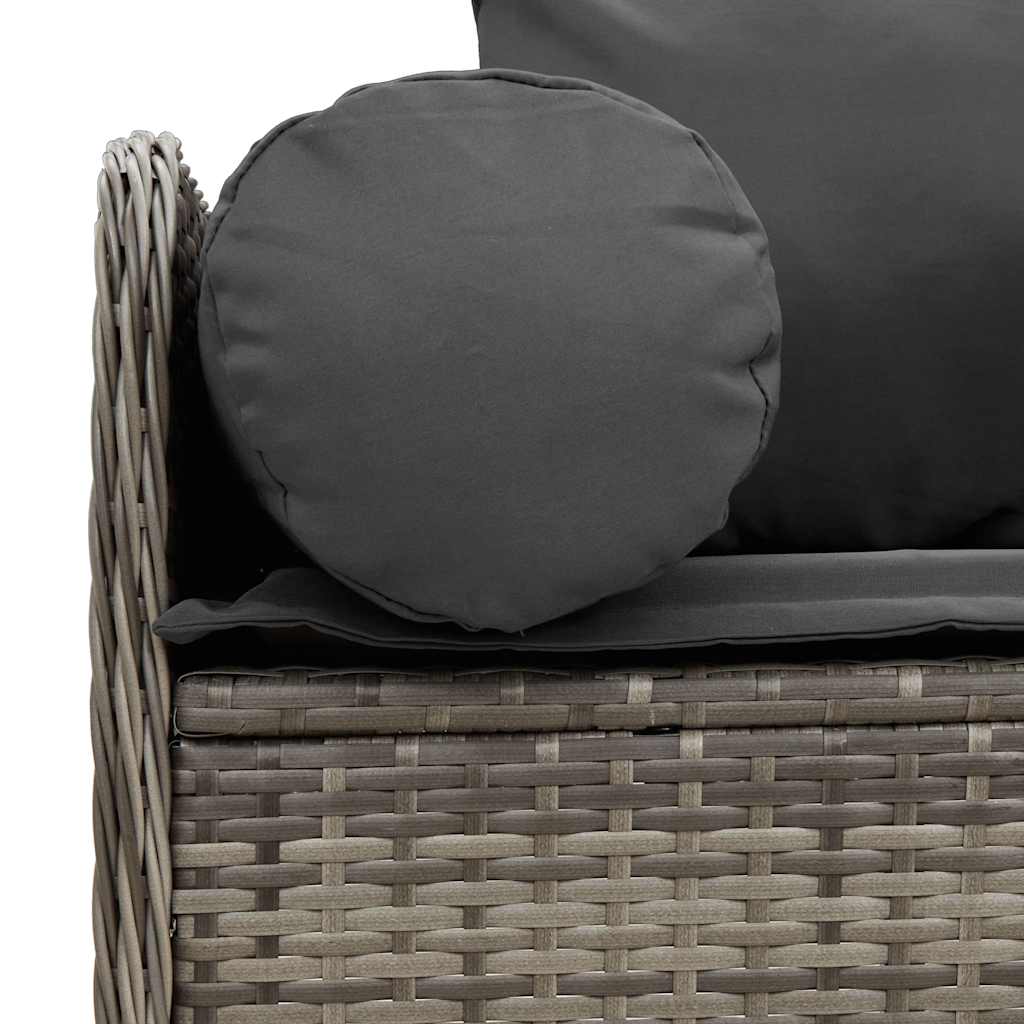 Tuinbank 3-zits met kussens poly rattan grijs is nu te koop bij PeponiXL, paradijselijk wonen!