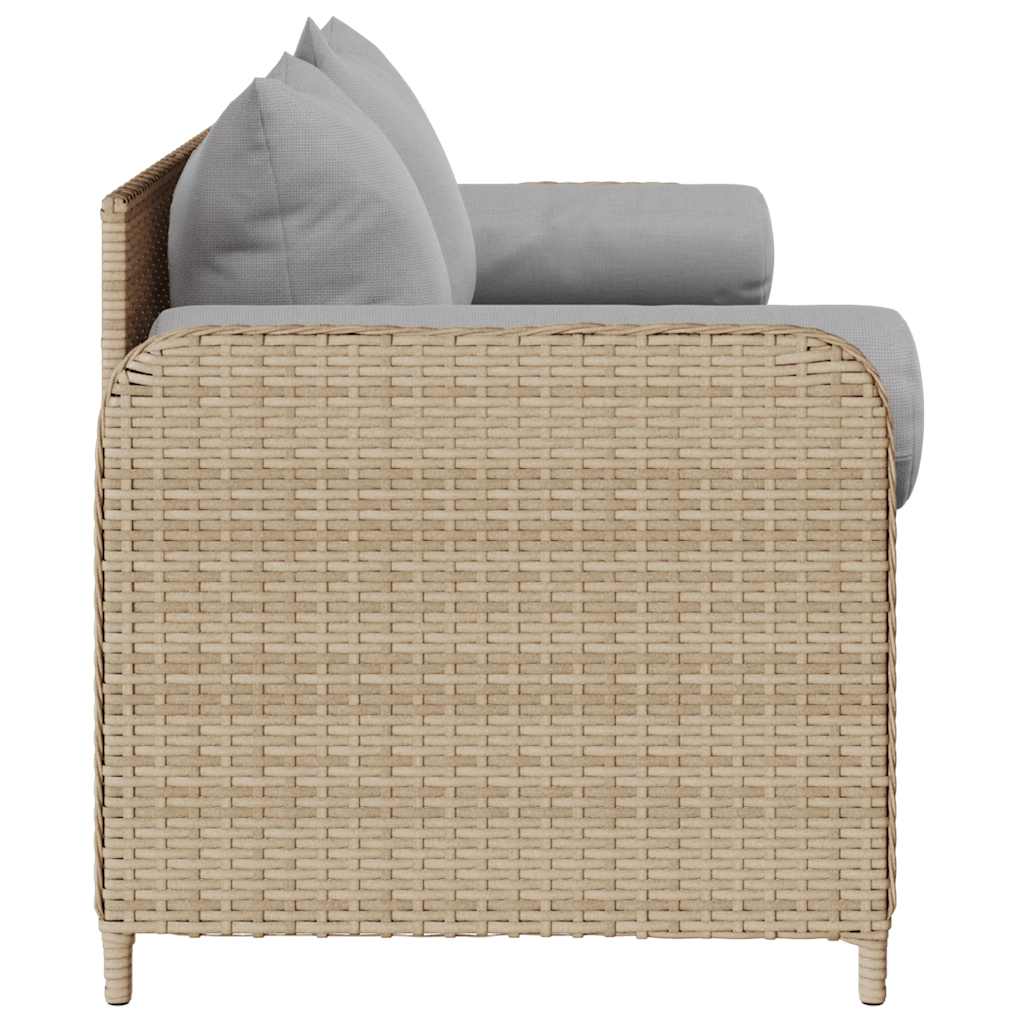 Tuinbank 3-zits met kussens poly rattan beige is nu te koop bij PeponiXL, paradijselijk wonen!