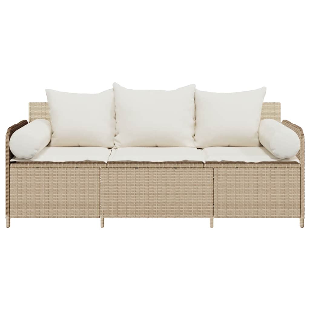 Tuinbank 3-zits met kussens poly rattan beige is nu te koop bij PeponiXL, paradijselijk wonen!