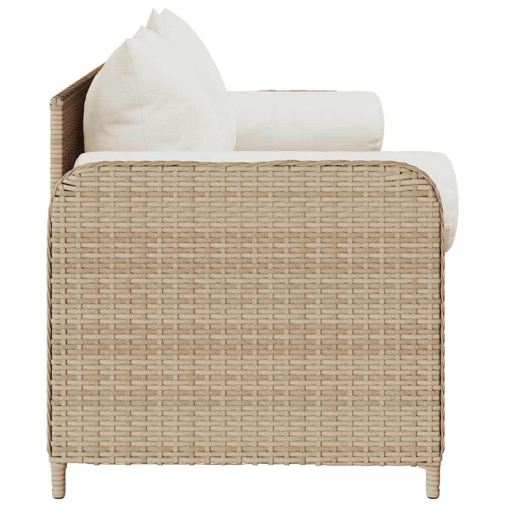 Tuinbank 3-zits met kussens poly rattan beige is nu te koop bij PeponiXL, paradijselijk wonen!