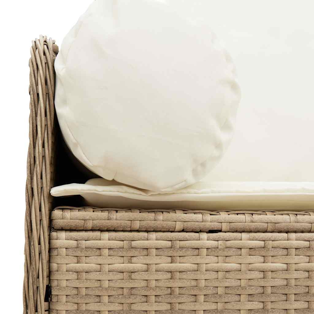 Tuinbank 3-zits met kussens poly rattan beige is nu te koop bij PeponiXL, paradijselijk wonen!