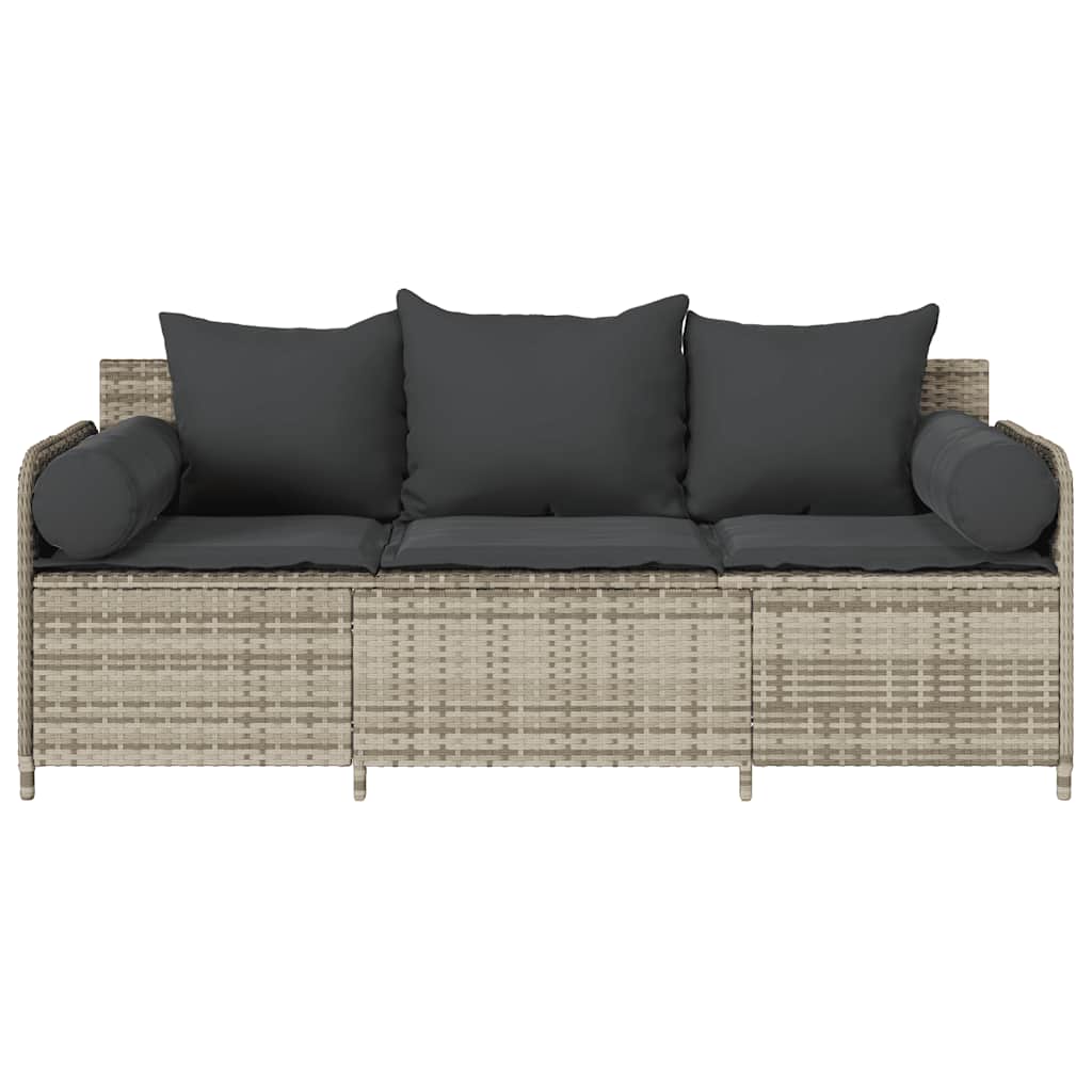 Tuinbank 3-zits met kussens poly rattan lichtgrijs is nu te koop bij PeponiXL, paradijselijk wonen!